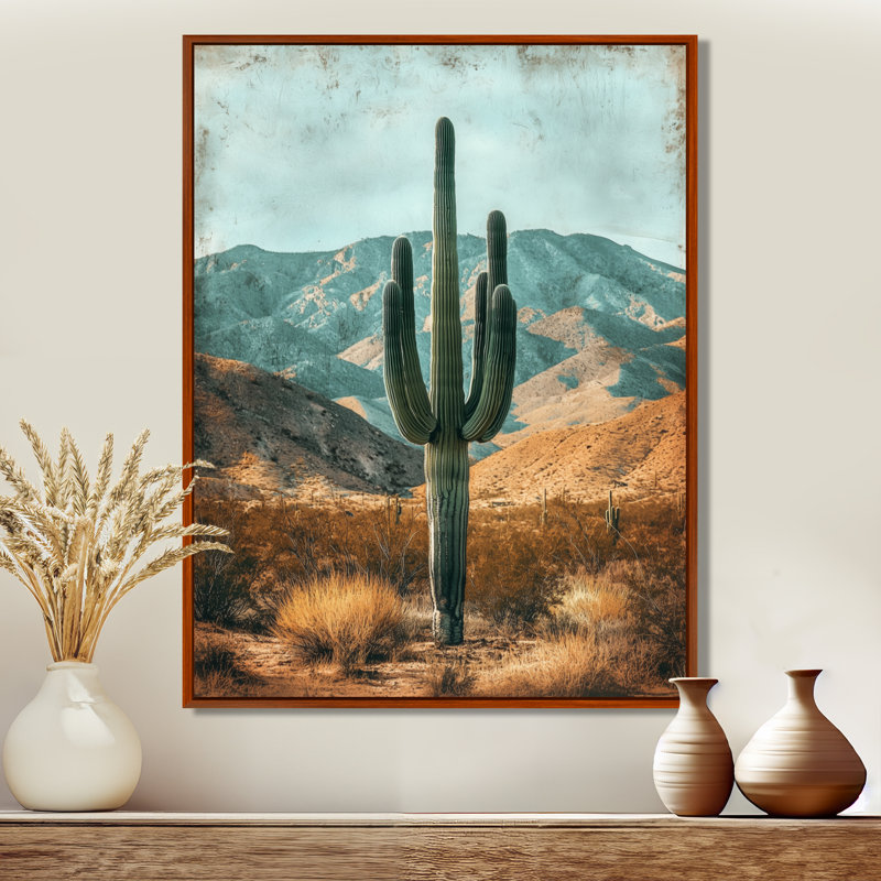 Marqueeta Cactus And The Desert Hills II - Cactus, reproductions encadrées, H 20 po x l 12 po, Brun