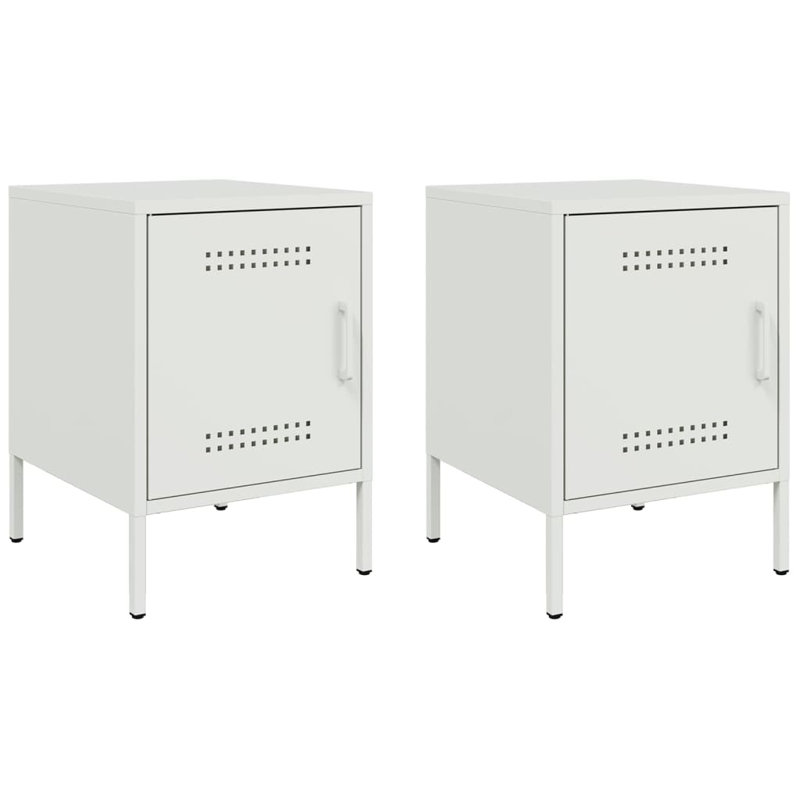 Prinsh 36cm W Steel Bedside Table, White