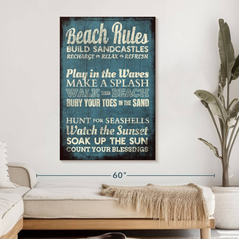 " Beach Rules " by Charles B, 48" H x 32" W x 1.25" D