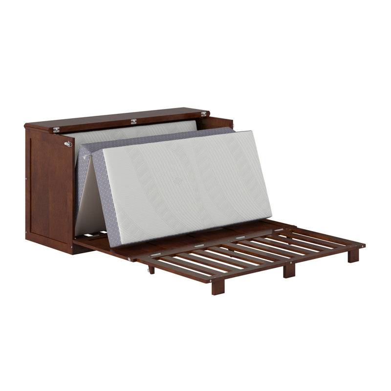 Coffre-lit escamotable en bois avec matelas de 6 po Westfield, Lit double, Noyer