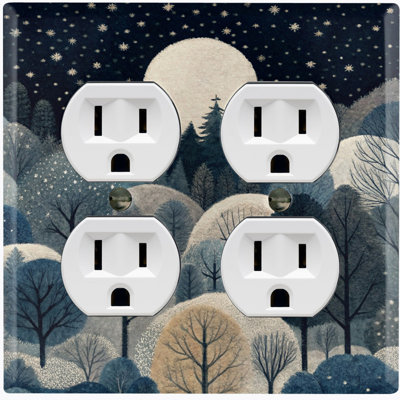 Metal Light Switch Plate Cover; US Standard Size 2 Gang Duplex - Midnight Forest