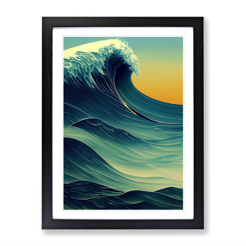 Sunset Ocean Wave No.2 - Framed Print, Black Framed, 34cm H x 25cm W x 2cm D