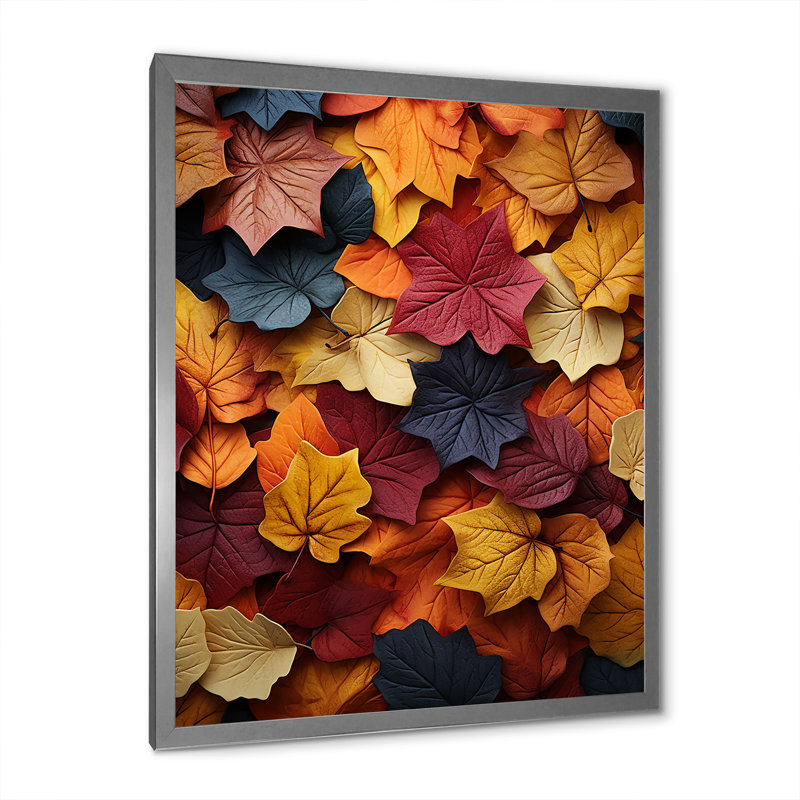 «Leaves Autumn Palette Mute II», reproduction sur toile, H 32 po x l 16 po x P 1 po, Cadre photo argenté