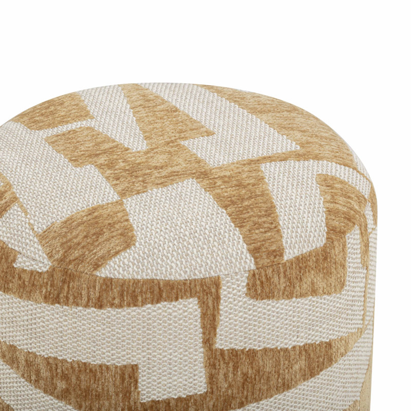 Repose-pieds en jacquard Bisou Curry, Jaune / Blanc