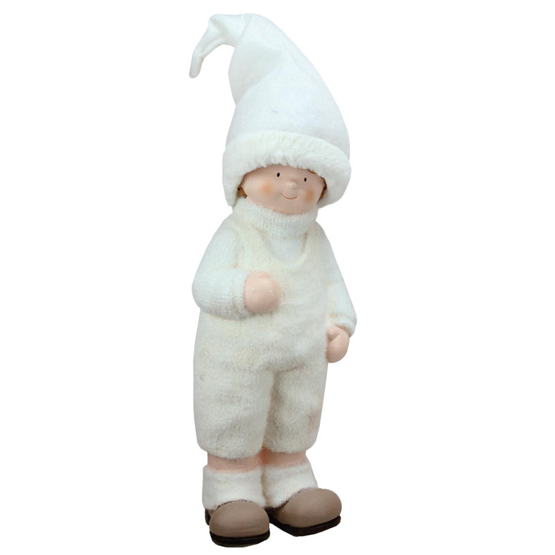 Figurine de Noël 19 po blanche et beige