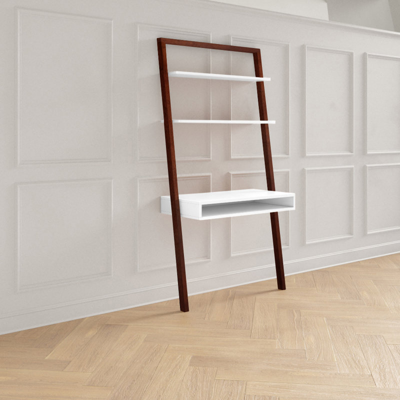 Coby 73.56"H X 38"W Leaning/Ladder Desk, White/Espresso