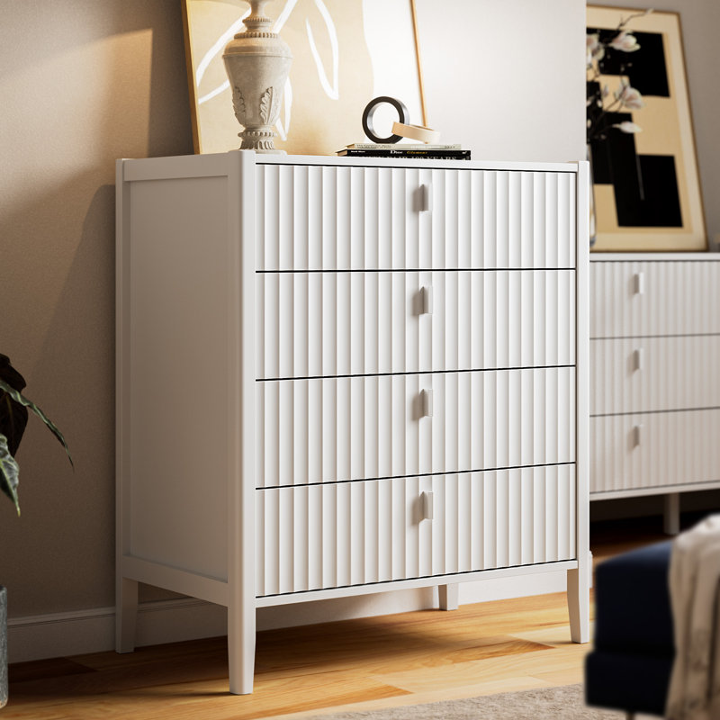 Commode à 4 tiroirs, H 36,7 po, Blanc