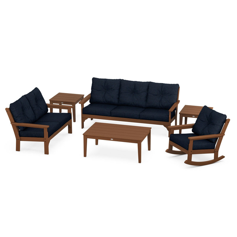 Vineyard 6-Piece Deep Seating Set, Dune Burlap, Teak