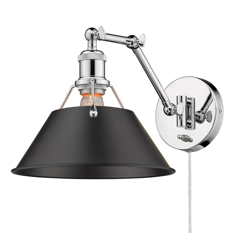 Lampe murale avec bras pivotant à 1 lumière Weatherford, Noir mat, Chrome