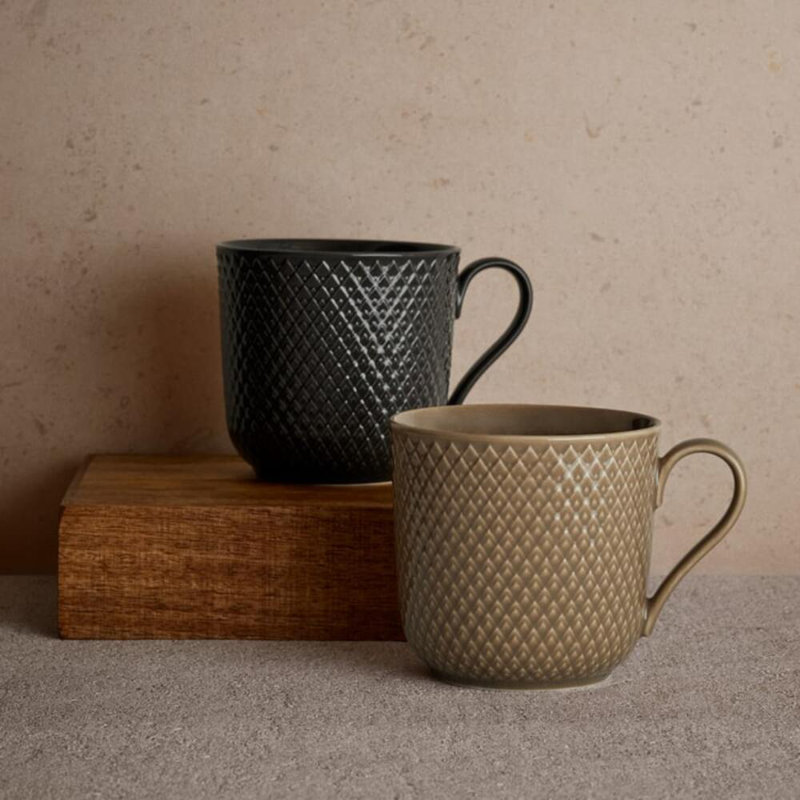 Rhombe Earth Ceramic / Porcelain Coffee Mug, Gray