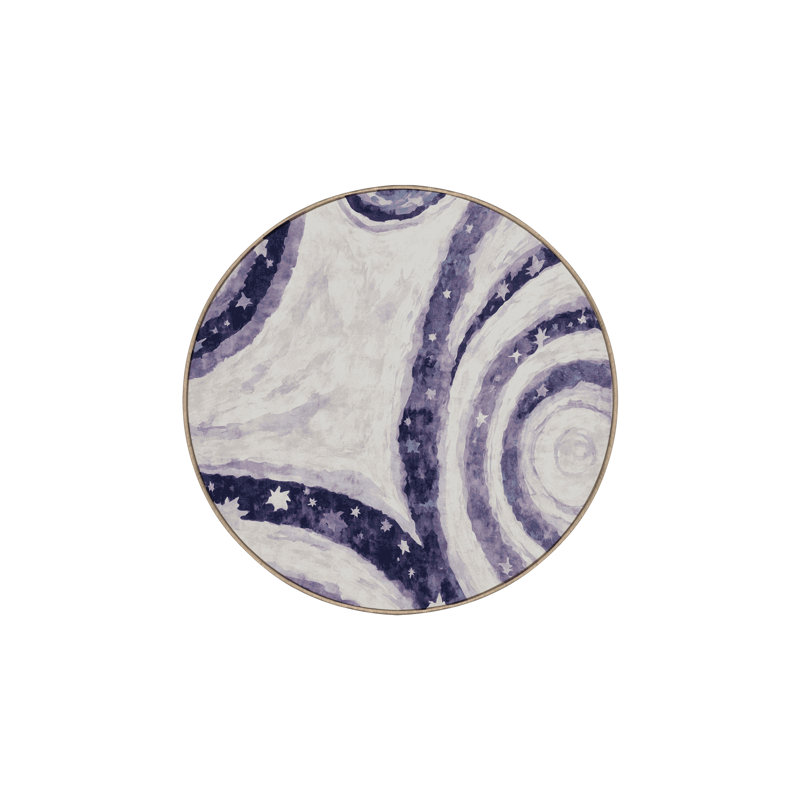 Tapis beige soyeux et moelleux, Rond 7 pi