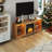 Tv Stand For Tvs Up To 62", Electric Fireplace With Glass Shelves, Led Lights, Dual Power Outlets & Usb Ports-106359742