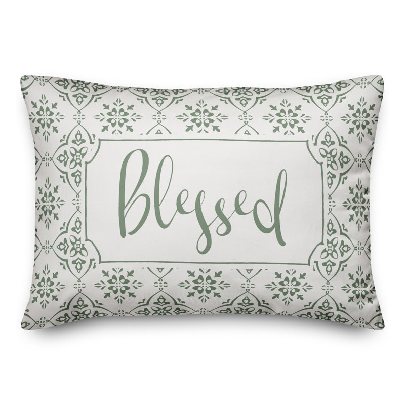 Housse de coussin rectangulaire extérieure et insert Blessed Medallion, Vert