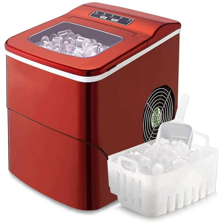 Countertop Ice Maker, 26 lbs in 24 Hours, 9 Bullet Ice Cubes Ready in 6 Mins, Portable Ice Machine with Handle, 2 Sizes Ice Cubes, with Ice Scoop
