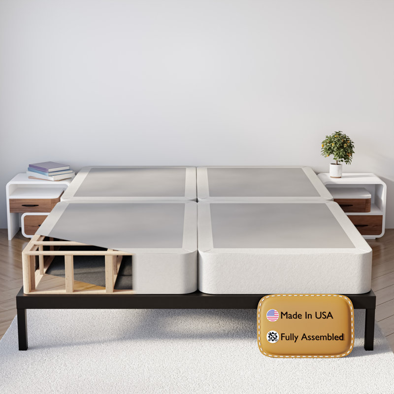 Split Wooden Box Spring / foundation for Mattress Support, Fully Assembled, King, Standard Profile (8")