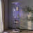 Modern Glass Display Cabinet with LED Lights, Quick-Assembly, Tempered Glass, 1-Door 4-Shelf, White
