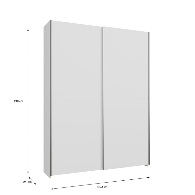 Bowning 2 Door Sliding Wardrobe with Pull Out Rail in White, 151 cm