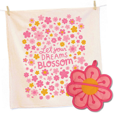 Blossom Tea Towel and Pot Holder Set