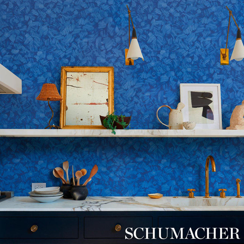 Schumacher x Backdrop Atmos Wallpaper, Bright Blue