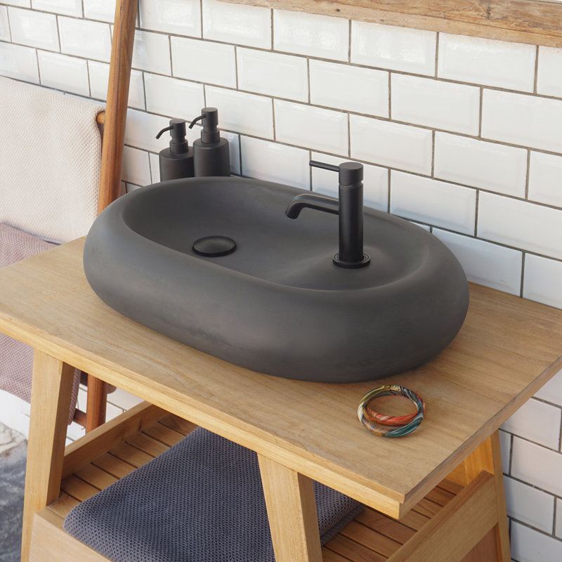Barclay Maia 23.5'' Concrete Oval Bathroom Sink, Dusk Gray