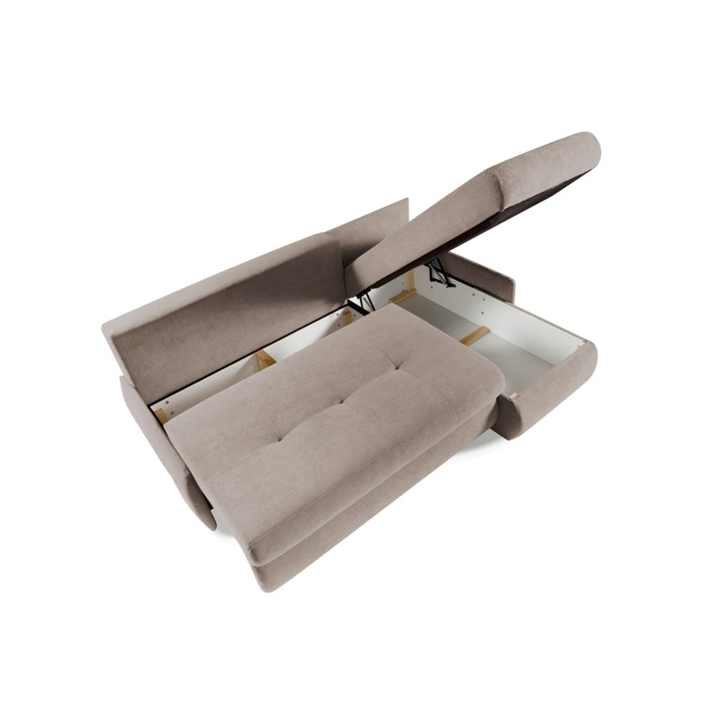 Tassie 4 Seater Velvet Sofa Bed, BEIGE