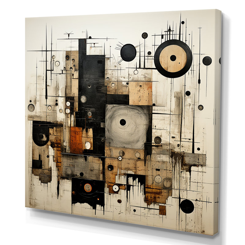 «Brown and Black Divine Simplicity», peinture abstraite encadrée, H 16 po x l 16 po x P 1 po, Toile tendue