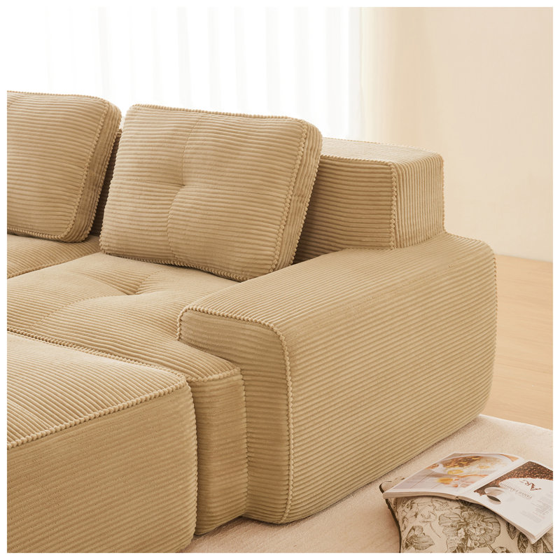 Canapé modulaire en U à 3 places en velours côtelé l 150,4 po x P 40,9 po x H 27,1 po Avery