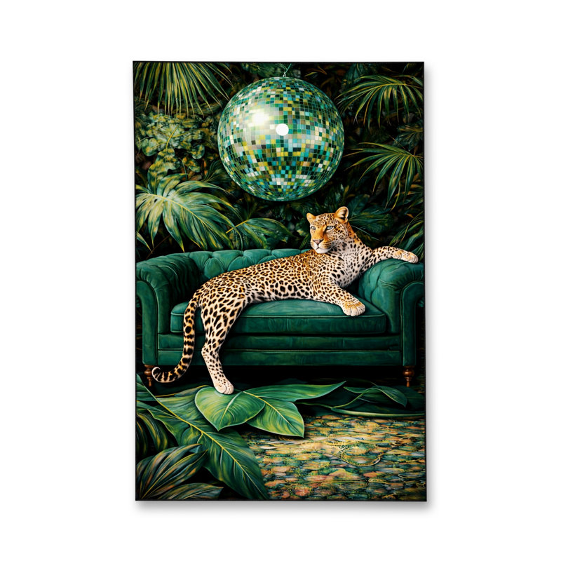 Tapis vert tissé à motif guépard Mosso, 2'6" x 4'11"