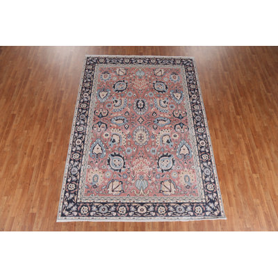 Tapis corail en laine noué à la main de conception unique 7 pi 0 po x 9 pi 9 po New Age