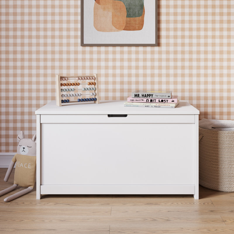 Matte White 33" Wooden Kids Toy Storage Chest