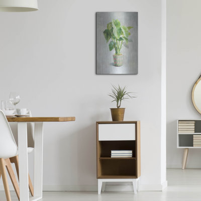 Art mural en métal Bay Green Home ™ «Greenhouse Palm 1 Chevron Pot» par Danhui Nai