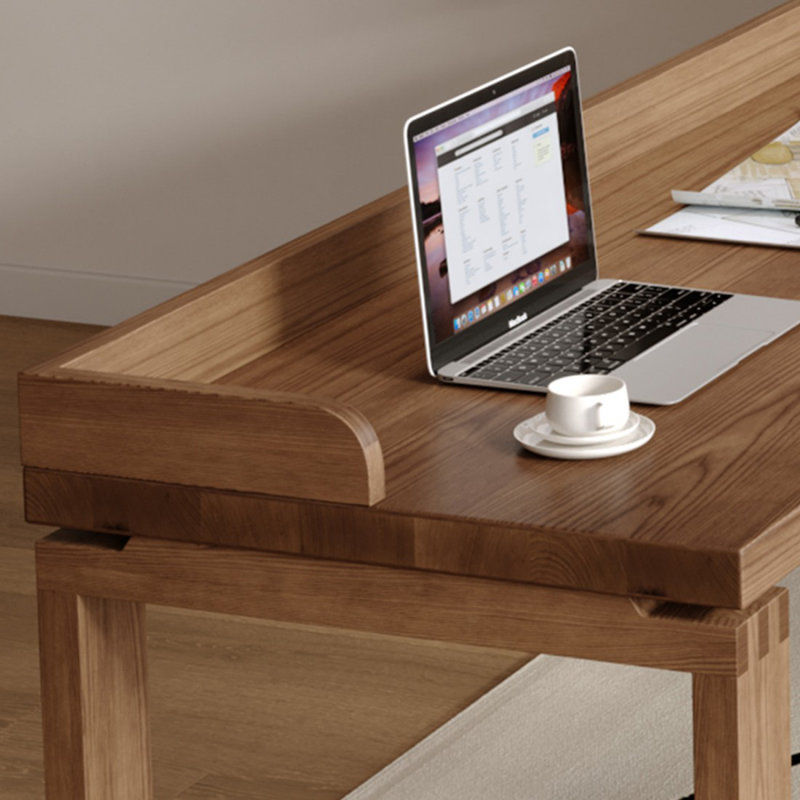 Nut-brown L-Shaped Solid Wood Writing desk, Left Hand Return, 29.53" H x 62.99" W x 39.37" D