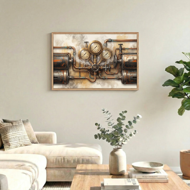 Ensemble de 1 tableau sur toile Steampunk Machines, 28"H x 40"W, Natural