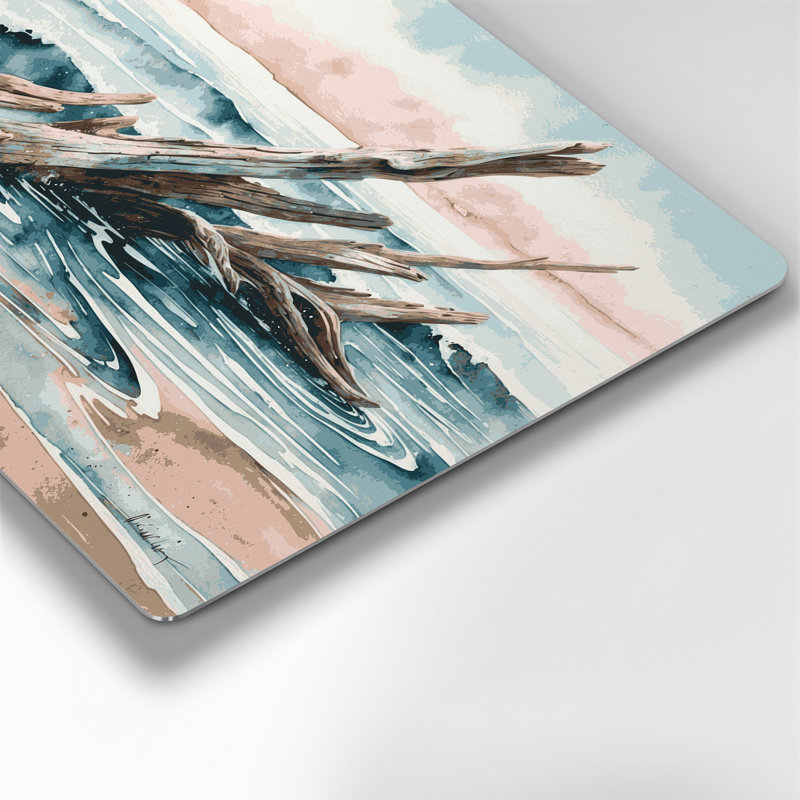 Art mural gris en métal Coastal Beach, H 144 po x l 216 po x P 0,05 po