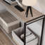 Console Farmhouse, table de vestibule, canapé à 2 niveaux de style lattes avec tablette, consoles pour vestibule, salon, couloir, vestibule-2131321373