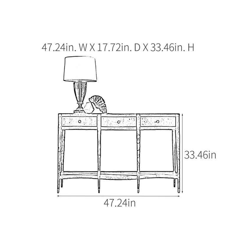 Console Retro Minimalist, H 33,46 po x l 47,24 po x P 17,72 po