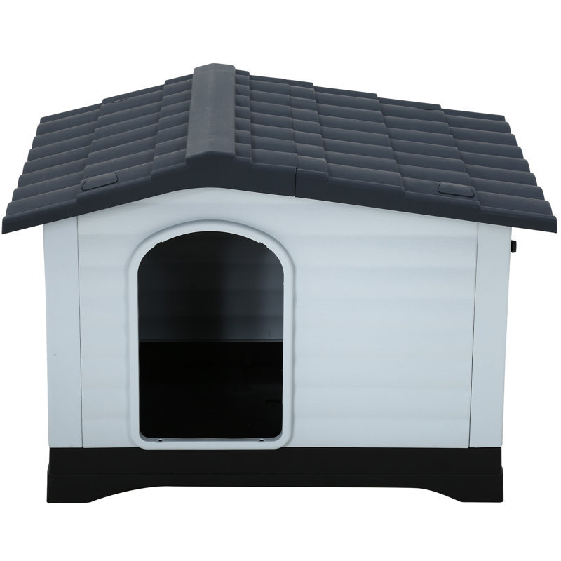 Large White and Black Plastic Raised Dog House