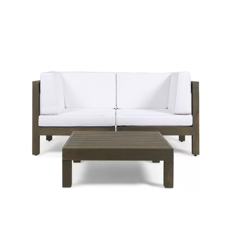 Causeuse modulaire à 2 places avec table basse Brava, Gris / Blanc