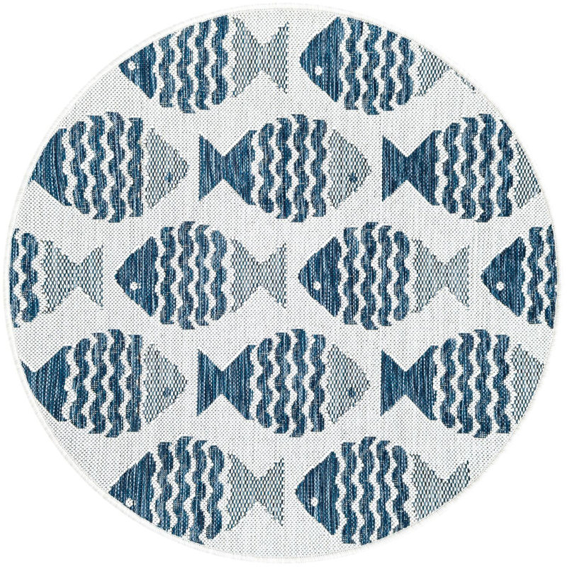 Tapis contemporain bleu marine Daitzman, Rond 3 pi 3 po