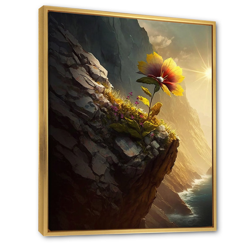 «Blooming Dahlia Mountain Flower» sur toile, H 20 po x l 12 po x P 1 po, Cadre flottant doré