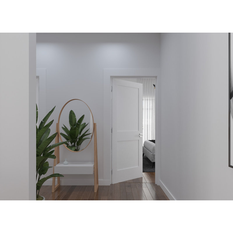 Porte intérieure simple pré-suspendue blanche à noyau solide gaucher à gauche, Gauche, 28 po x 80 po, Blanc