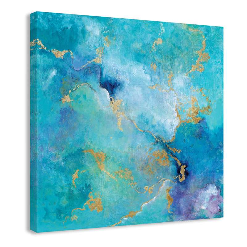 Golden Edge I - Peinture, Toile tendue, H 24 po x l 24 po x P 1,375 po