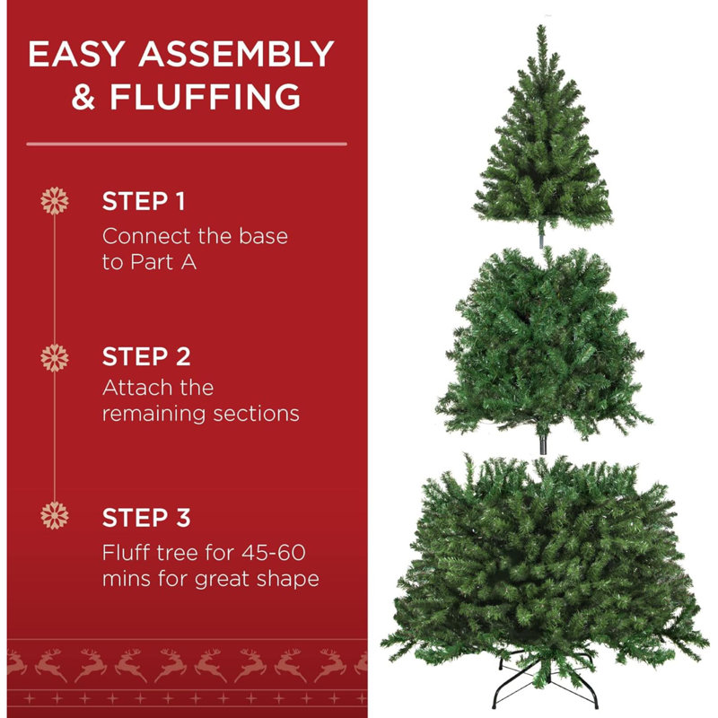 7.5ft Green Spruce Pre-Lit Artificial Christmas Tree with Metal Hinges