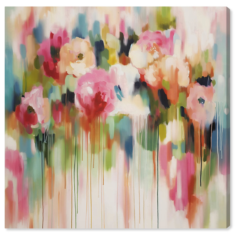 Colorful Abstract Floral Canvas Wall Art, 16" x 16"