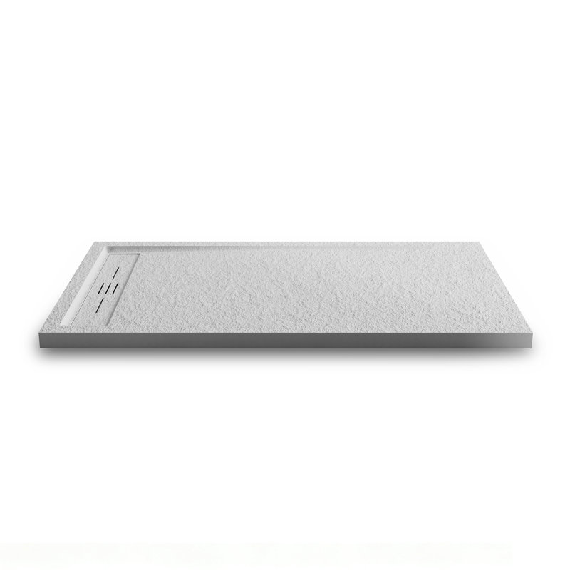 59" X 31.5" Shower Base With Textured Surface, Frpu + Gel Coat Artificial Stone, Universal Left/Right Drain, Matte White
