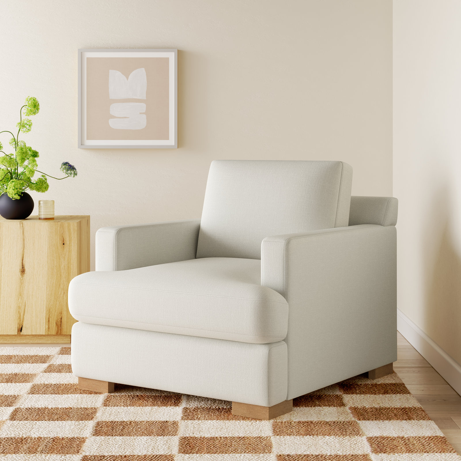 Byers Upholstered Armchair, Flannigan Cotton