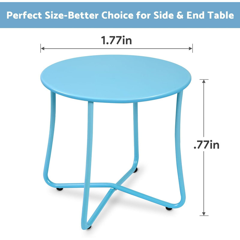 Neston Metal Patio Table Heavy Duty Weather Resistant Anti-Rust Outdoor Coffee Table, Blue