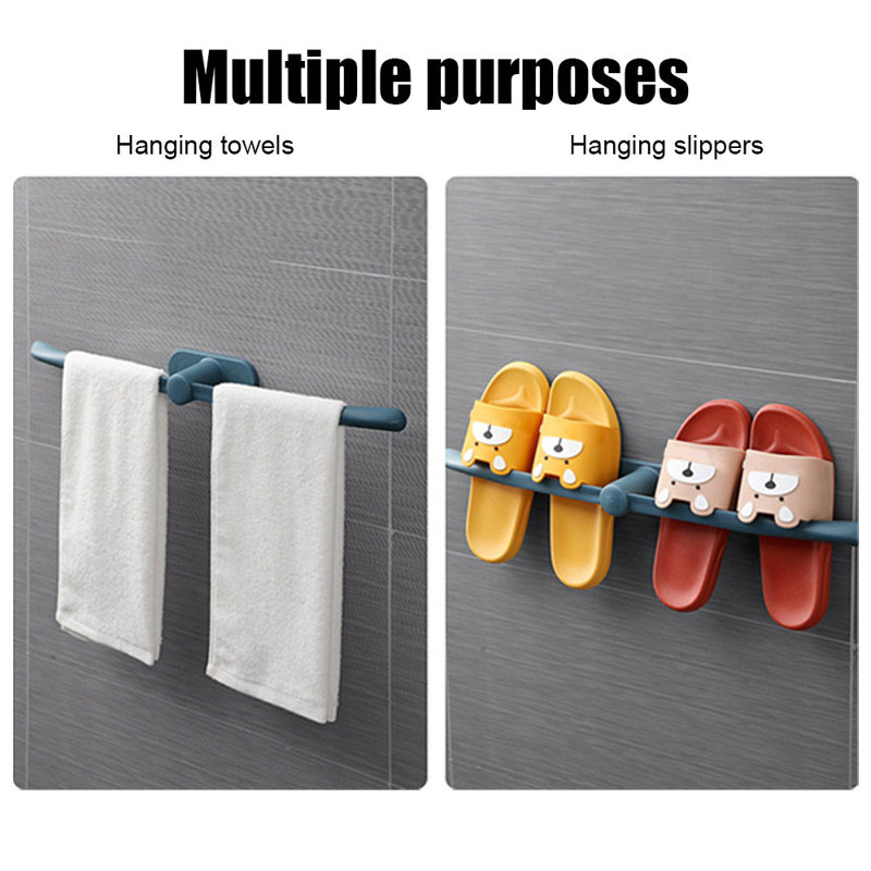 Porte-serviettes sans trou pour salle de bain, Bleu