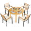 Ensemble repas 5 pièces en bois d'acacia avec coussins pour porche, balcon et jardin