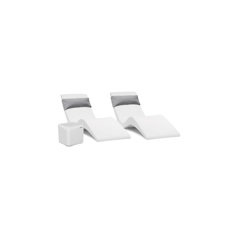 In-Pool Chaise Lounge 5 piece Set - Two Chaises - Two Headrest Pillows and One in Pool Side Table - for ledges up to 9" inches 